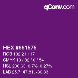 Color code: HEX #661575 | qconv.com