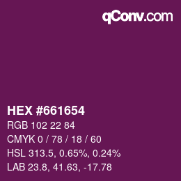 Farbcode: HEX #661654 | qconv.com