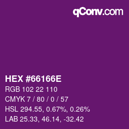 Color code: HEX #66166E | qconv.com