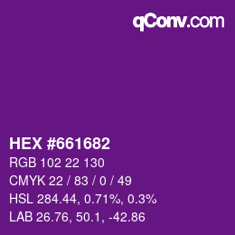 Color code: HEX #661682 | qconv.com