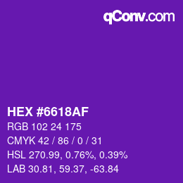 Color code: HEX #6618AF | qconv.com