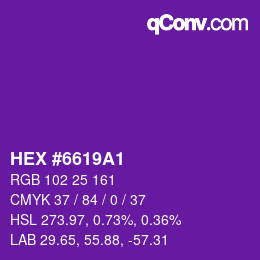 颜色代码: HEX #6619A1 | qconv.com