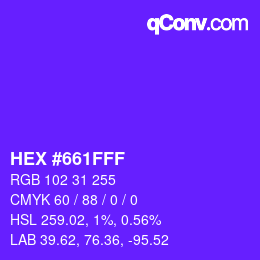 颜色代码: HEX #661FFF | qconv.com