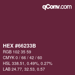 Color code: HEX #66233B | qconv.com