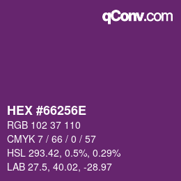 カラーコード: HEX #66256E | qconv.com