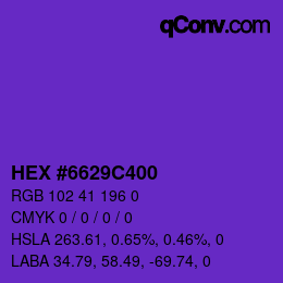Farbcode: HEX #6629C400 | qconv.com