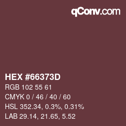 Farbcode: HEX #66373D | qconv.com