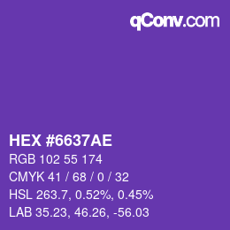 Color code: HEX #6637AE | qconv.com