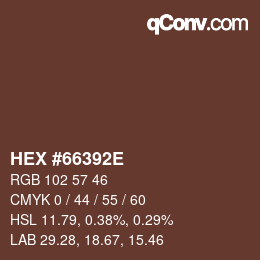 Color code: HEX #66392E | qconv.com