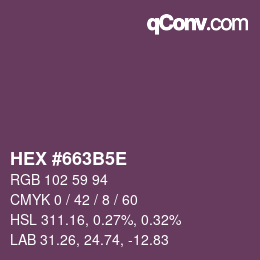 カラーコード: HEX #663B5E | qconv.com