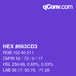 颜色代码: HEX #663CD3 | qconv.com