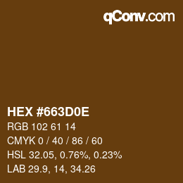Color code: HEX #663D0E | qconv.com