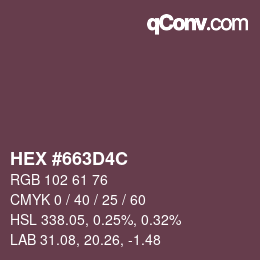 Color code: HEX #663D4C | qconv.com