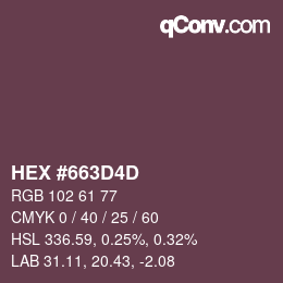 颜色代码: HEX #663D4D | qconv.com