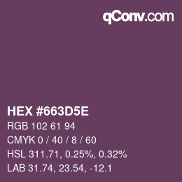 Color code: HEX #663D5E | qconv.com