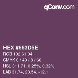 カラーコード: HEX #663D5E | qconv.com