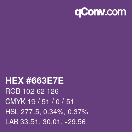 Color code: HEX #663E7E | qconv.com
