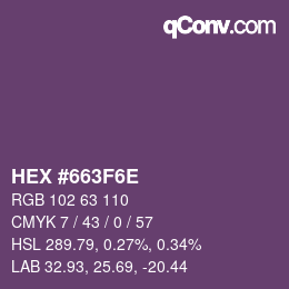颜色代码: HEX #663F6E | qconv.com