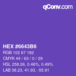 Color code: HEX #6643B6 | qconv.com