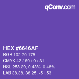 Color code: HEX #6646AF | qconv.com