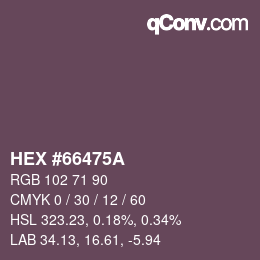 Color code: HEX #66475A | qconv.com
