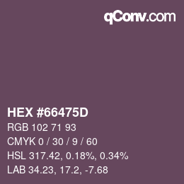 Color code: HEX #66475D | qconv.com