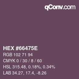 Color code: HEX #66475E | qconv.com