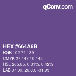 Color code: HEX #664A8B | qconv.com