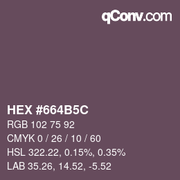 Color code: HEX #664B5C | qconv.com