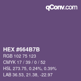 Color code: HEX #664B7B | qconv.com
