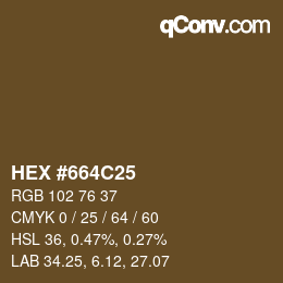 Code couleur: HEX #664C25 | qconv.com