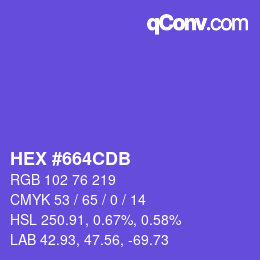 Color code: HEX #664CDB | qconv.com