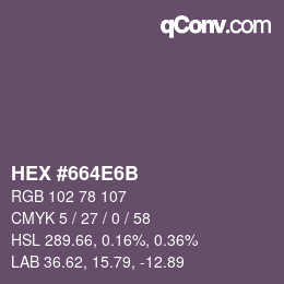Color code: HEX #664E6B | qconv.com