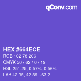 カラーコード: HEX #664ECE | qconv.com