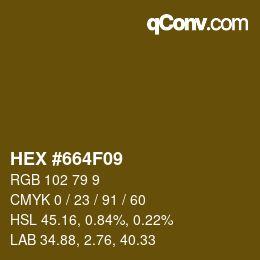 Color code: HEX #664F09 | qconv.com