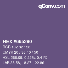 颜色代码: HEX #665280 | qconv.com