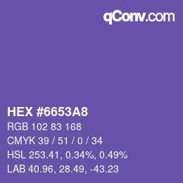 颜色代码: HEX #6653A8 | qconv.com