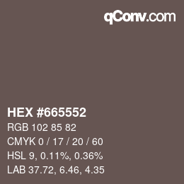 Color code: HEX #665552 | qconv.com