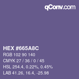 颜色代码: HEX #665A8C | qconv.com