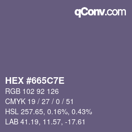Color code: HEX #665C7E | qconv.com