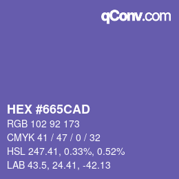 Color code: HEX #665CAD | qconv.com