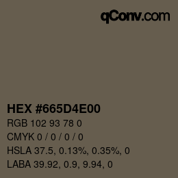 Color code: HEX #665D4E00 | qconv.com