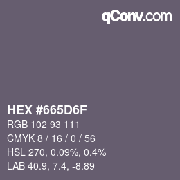 颜色代码: HEX #665D6F | qconv.com