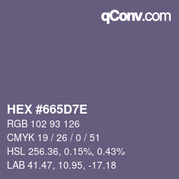 Color code: HEX #665D7E | qconv.com