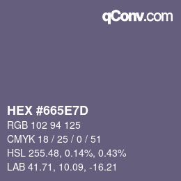 Color code: HEX #665E7D | qconv.com