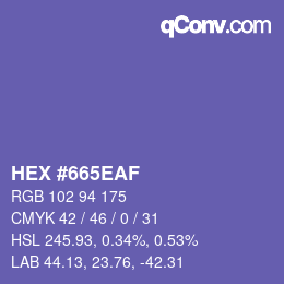 Farbcode: HEX #665EAF | qconv.com