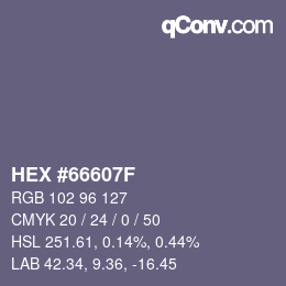 カラーコード: HEX #66607F | qconv.com