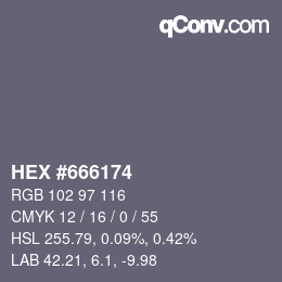Color code: HEX #666174 | qconv.com