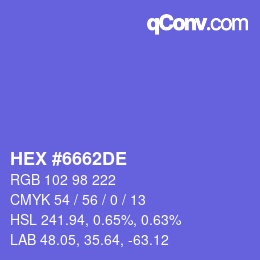 Color code: HEX #6662DE | qconv.com
