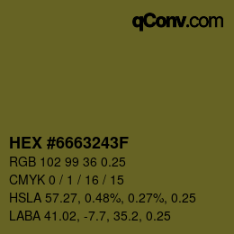 Code couleur: HEX #6663243F | qconv.com